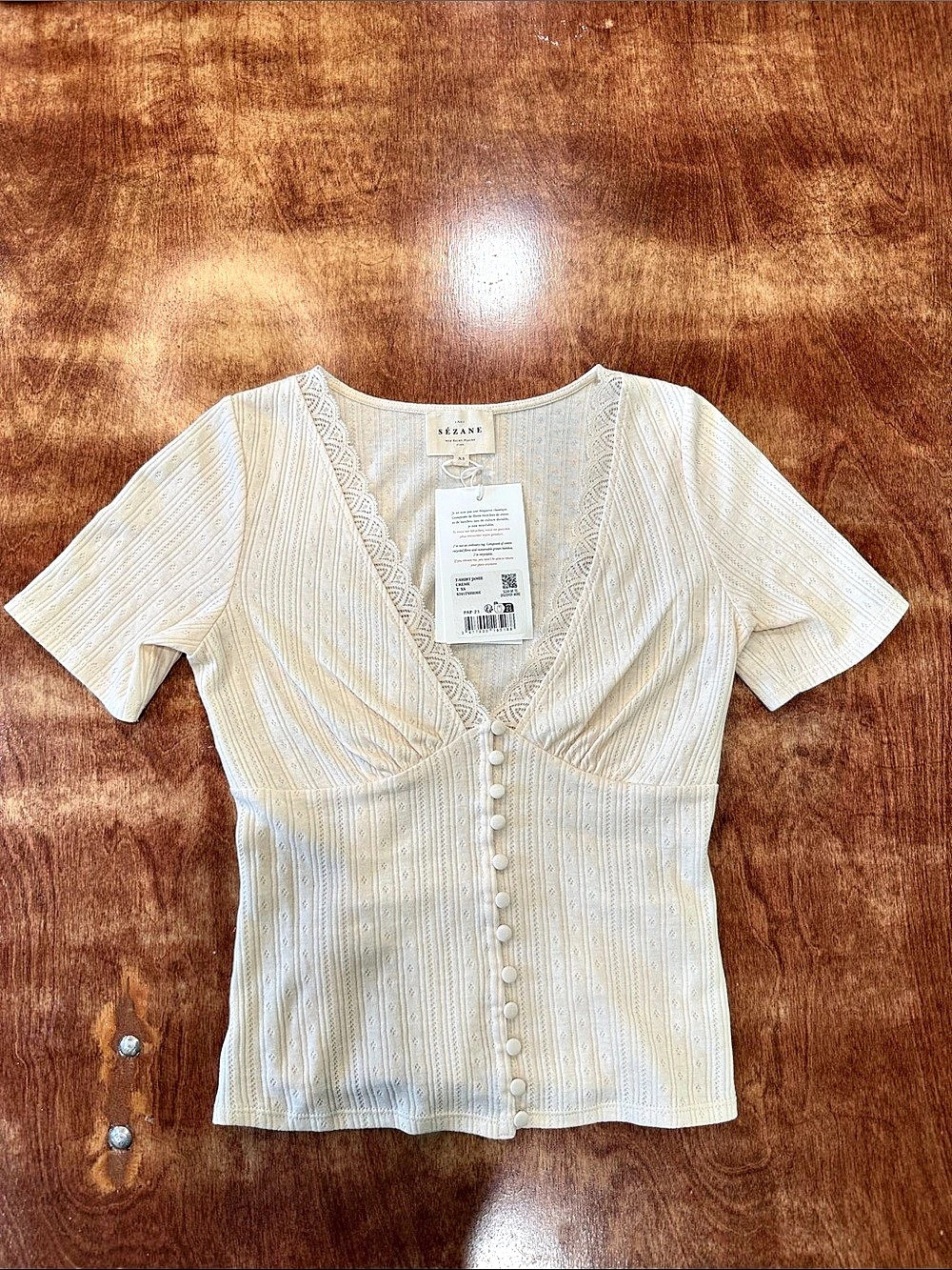 Sézane - Jamie T-Shirt in Cream Size XS NWT